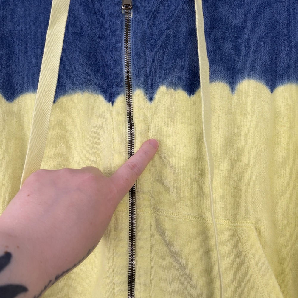 ATM Anthony Thomas Melillo Zip Hoodie Dip-Dyed French Terry Large Blue Yellow - Picture 5 of 9